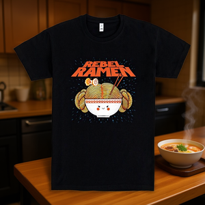 T-shirt Rebel Ramen nera per adulti, maglietta grafica unisex, design ispirato a Star Wars - Product Image 2