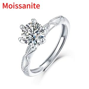 Bague en argent sterling 925 avec moissanite, personnalisation exquise, luxe, couleur D, VVS, mariage, fiançailles, bijoux pour femmes, vente en gros - Product Image 1