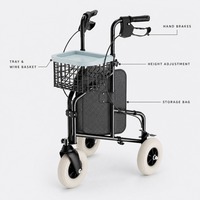 Chariot de courses léger à trois roues pour seniors, pliable, avec panier en fil métallique pour les courses d'épicerie