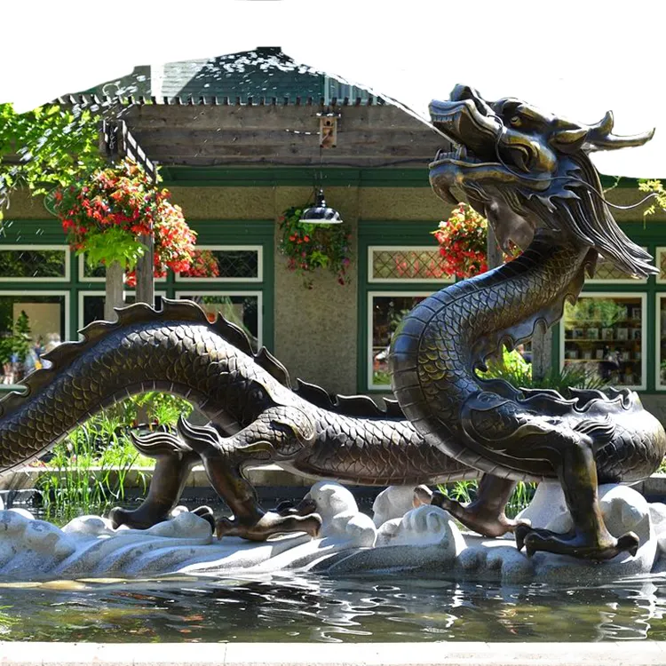 Fontaine d'eau, Dragon et grenouille en métal, Sculpture d'extérieur, DESIGN gratuit