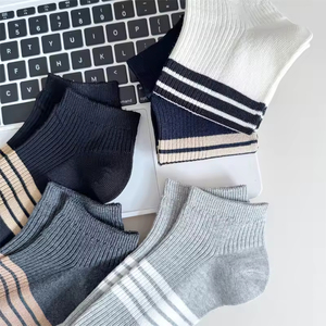 Double-needle Men's Anti-pilling Summer Short <b>Socks</b> <b>Breathable</b> Sweat-absorbing Thin Boat <b>Socks</b> High Quality Wholesale - Product Image 5