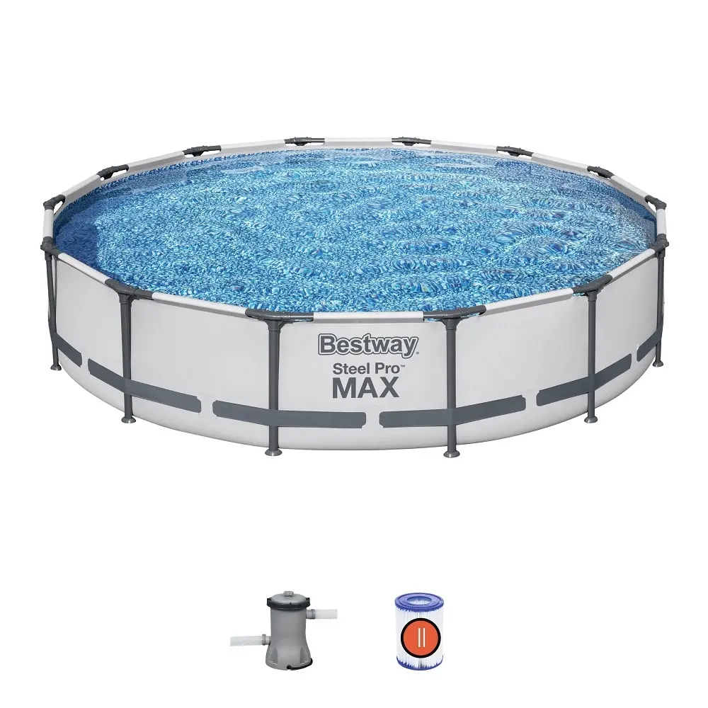 Bestway 56595 aço pro max 14 'x 33 "/4.27m x 84cm, quadro de chão redondo, família, piscina