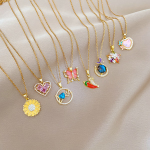2026 2025 New Fashion Cross Heart Pendant Necklace 18k Gold Plated Stainless Steel Choker for Women Jewelry - Product Image 2