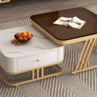 Ensemble de meubles de salon modernes modulaires or et blanc du fabricant chinois, comprenant une table basse en verre et des panneaux solides pour la maison