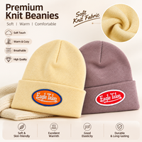 Gorro de Punto Personalizado con Puño y Logotipo Bordado, Diseño de Color en Contraste, Gorro Térmico