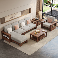 Elegantes L-förmiges Sofa-Set aus Samt mit Mid-Century Modern Design und Liegefunktion für Apartment-Wohnzimmer, mit Bücherregal