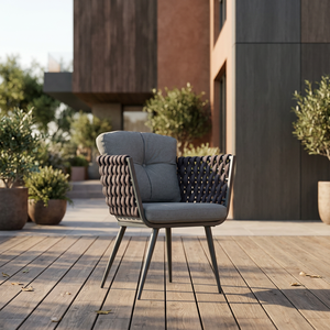 Fauteuil de jardin moderne et confortable avec structure en fer, assise en mousse rembourrée et pieds coniques, idéal pour balcon et jardin - Product Image 3
