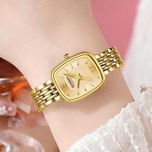 Curren 9093 Orologio da Polso Dorato Nuovo Modello per <span class=keywords><strong>Donna</strong></span> con Cinturino in Acciaio Inossidabile, Quadrante Quadrato, <span class=keywords><strong>Design</strong></span> Semplice, Impermeabile, Orologio Elegante - Product Image 5