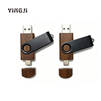 Memoria USB-C OTG de Madera de Nogal con Logotipo Personalizado, 32GB, Doble Interfaz, para Teléfono Móvil, Venta al Por Mayor, 3.0, 8GB, 64GB, 128GB, 256GB