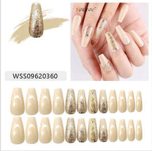 เล็บปลอมแบบกดติดลายอัลมอนด์ยาวพิเศษสีชมพูกลิตเตอร์ ดีไซน์แบบเต็มเล็บ ABS ยี่ห้อ Nailway จำนวน 24 ชิ้น - Product Image 5