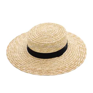 Wholesale Skimmer Boater Straw Hat Wide Brim Wedding Custom Boater Hat