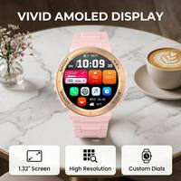 Montre connectée sportive pour femme K73 OEM avec écran AMOLED de 1,32 pouces, suivi du cycle physiologique féminin, appels, smartwatch pour femme