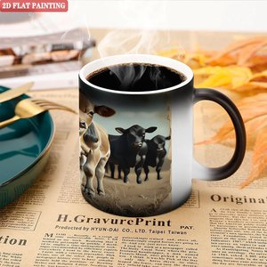 Taza de Cerámica Negra Esmerilada de 11 oz, Taza Sensible al Calor que Cambia de Color, para Oficina, Despensa, Almacenamiento Estándar - Product Image 5