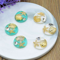 Accessoires en gros pour boucles d'oreilles semi-circulaires en coquillage de 18 mm, autocollants pour bracelets, accessoires de pendentifs en résine faits à la main pour le bricolage