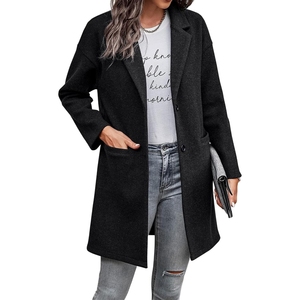 เสื้อโค้ทผู้หญิงแฟชั่น ปกยาว กระดุมแถวเดียว สีพื้น - Product Image 5