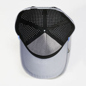 Wholesale Microfiber Sport <strong>Cap</strong> Blank Design 3D Embroidery Logo <strong>Grey</strong> <strong>Baseball</strong> <strong>Cap</strong> Custom Perforated Golf Hats Laser Holes <strong>Caps</strong> - Product Image 5