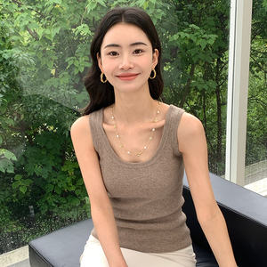 <span class=keywords><strong>Gilet</strong></span> en cachemire à col en U de couleur unie pour femmes de vente chaude - Product Image 4