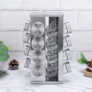 Accessori da cucina contenitore per condimenti in vetro da 12 pezzi con torre di condimento per armadietto in acciaio inossidabile - Product Image 3