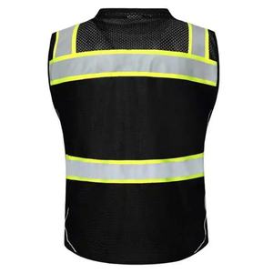 Gilet de sécurité réfléchissant noir avec poches, couleur personnalisée, visibilité fluorescente, classe 2 - Product Image 4