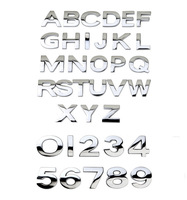 45mm 3D Métal Lettres Emblème Chrome Autocollants Badge Auto Logo Voiture Maison DIY Stickers