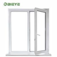 Fenêtre à battant à ouverture vers l'intérieur en PVC, style européen moderne, à économie d'énergie, avec isolation thermique et cadre en plastique