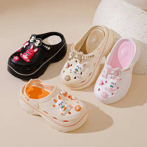 Sandalias de <span class=keywords><strong>Plataforma</strong></span> con Diseño de Conejo de Dibujos Animados para Mujer, Material EVA, Color Beige, Naranja, Blanco, Negro, Rosa, Suela de 3.5cm, para Uso en Exteriores - Product Image 1
