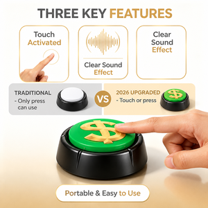 Nouveauté <span class=keywords><strong>Bouton</strong></span> Sonore de Farce, Icône Dorée 3D, Buzzer Parlant Circulaire 89mm, Volume 85DB, Électronique, Idéal pour Cadeau d'Entreprise ou de Noël - Product Image 2