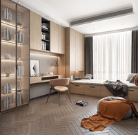 Ensemble de chambre à coucher de luxe en tatami français et système de dressing intégré, panneau écologique vert