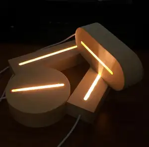 32cm 12.6 इंच लंबी बीच की लकड़ी के लिए एलईडी 3D रात दीपक प्रदर्शन रिक्त लेखन एक्रिलिक Pamma शीट के लिए होटल प्रदर्शनी विज्ञापित