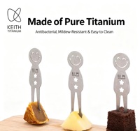 Ensemble de fourchettes à fruits en titane pur KEITH, pics à gâteau portables créatifs en forme de dessin animé, 3 pièces, pour desserts et fruits