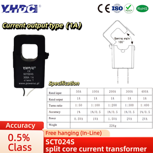 Yhdc sct024s chia lõi hiện tại biến áp 1A/5A đầu ra, 0.5-3% Acc (50-400a), 3.5KV điện môi - Product Image 3