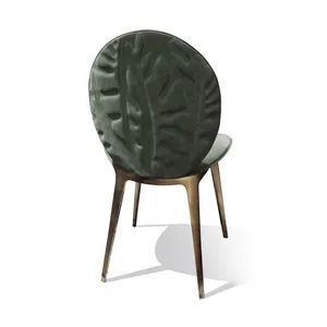 Металлические зеленые обеденные стулья Elefante с рамкой из нержавеющей стали, удобный обеденный стул