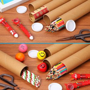 Tubes en papier kraft épais personnalisables, écologiques et recyclables avec couvercles en plastique pour le transport de plans, d'art et d'affiches en carton - Product Image 6