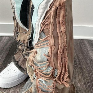 Jeans DiZNEW de Diseño Personalizado, Cintura Alta, Holgados, Lavado Ácido, Estilo Vintage, Pierna Ancha, Rotos, Estampados para Hombre - Product Image 3