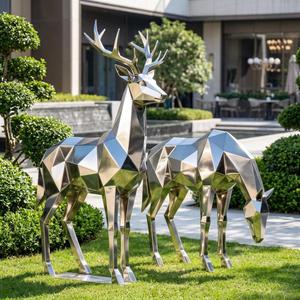 Esculturas de Ángeles de Acero Inoxidable Facetadas de Gran Tamaño, Estatuas de Animales Modernas Personalizadas para Hoteles, Resorts, Parques y Plazas - Product Image 2