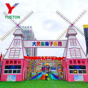 Parque <span class=keywords><strong>infantil</strong></span> sin energía, puerta de molino de viento de <span class=keywords><strong>madera</strong></span> anticorrosión, área escénica, parque de atracciones, taquilla de paisaje - Product Image 2
