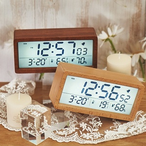 Đồng Hồ Báo Thức Điện Tử Bằng Gỗ Đồng Hồ Kỹ Thuật Số Có Đèn Nền Báo Nhiệt Độ Và Độ Ẩm Ngày Báo Lại Đồng Hồ Để Bàn LED 12/24 Giờ - Product Image 3