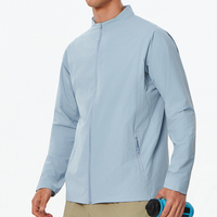 Veste pour homme à col montant, fermeture éclair intégrale, unie, résistante à l'eau, grande taille