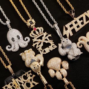 Jin'ao European American Letter Hip Hop Pendant Copper Inlaid Zircon Trendy Unisex All-match Accessories Factory Direct Sales - Product Image 4