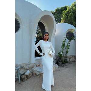 Robe longue plissée blanche Mirela, sans bretelles, décontractée, pour occasions spéciales, taille XS, design translucide pour les événements en club - Product Image 5