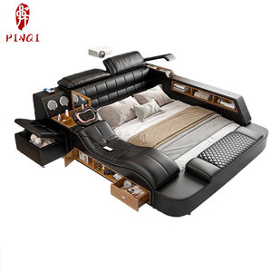 <span class=keywords><strong>Cama</strong></span> Doble Eléctrica de Masaje <span class=keywords><strong>Inteligente</strong></span> Multifuncional Personalizable de Cuero Tatami Moderna y Sencilla con Proyector para el Dormitorio Principal - Product Image 1