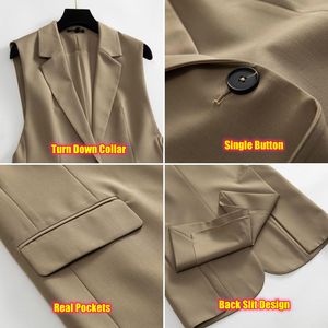 Chaleco Minimalista para <span class=keywords><strong>Mujer</strong></span> <span class=keywords><strong>H</strong></span>-1079, Sin Mangas, con un Botón y Bolsillos, Corte Entallado, Nuevo, para Oficina, Otoño-Primavera - Product Image 6