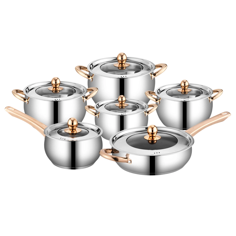 Style C/Silver Color/Apple shape style- 12 Pcs Cookware Set