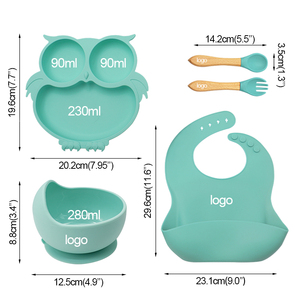 Non Toxic Silicone Baby <b>Dinnerware</b> <b>Set</b> with Suction Bowl and Divided Plate Dishwasher Safe Blue Crab - Product Image 3