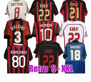 90 91 magliette retrò maglie calcio Gullit Maldini Van Basten calcio KAKA Inzaghi 06 07 PIRLO SHEVCHENKO BAGGIO Ac MIlans