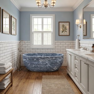 Bañeras Ovaladas Modernas de Lujo Hechas a Medida, Exclusivas de Mármol Azul Palissandro, Independientes, para Baño, Villa u Hotel - Product Image 1