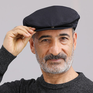 Gorra plana para hombre, de lona negra, transpirable, cálida, a prueba de viento, estilo Oriente Medio, para primavera y otoño. - Product Image 1