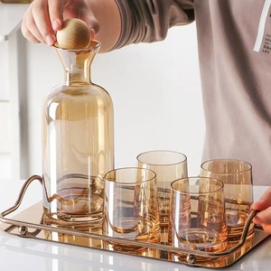 Wholesale Bulk OEM Handmade Crystal Color Glass Carafe Water Pitcher Jug <strong>Kettle</strong> With Lid - Product Image 2
