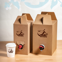 Dispensador de Bebidas de 1 Galón con Bolsa Impresa Personalizada, Caja de Café de Cartón Ecológica con Grifo para Cafetería