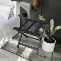 Porte-bagages pliable en bambou moderne à double niveau pour hôtel - Support de rangement portable sur pied pour vêtements pour salon